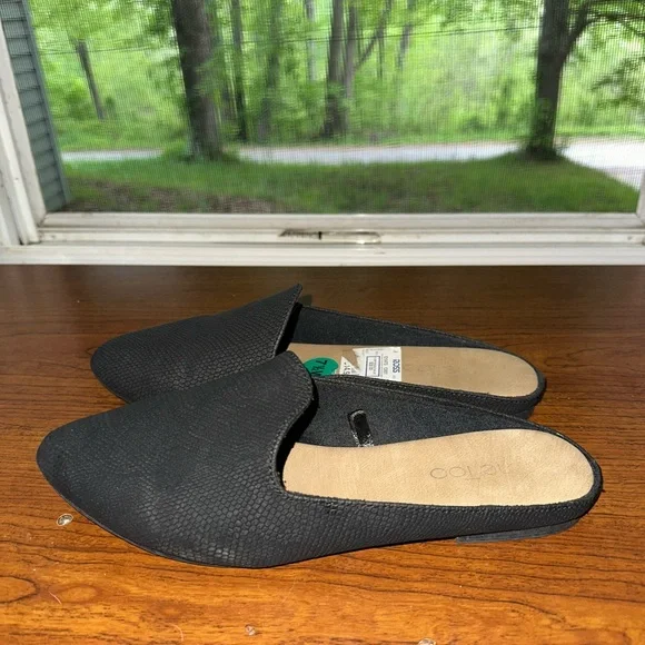 Me Too Black Mules Pointed Toe Slip-On Shoes Size 7.5W - Picture 5 of 6